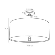 Load image into Gallery viewer, Tarbell Semi-Flush Mount Ceiling Light - line drawing.
