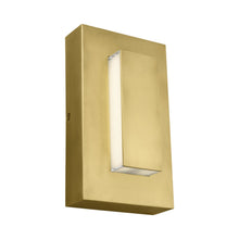 Load image into Gallery viewer, Aspen Outdoor LED Wall Light in Natural Brass (Small).
