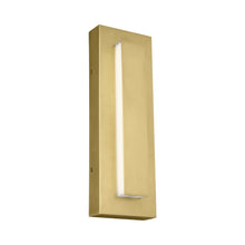 Load image into Gallery viewer, Aspen Outdoor LED Wall Light in Natural Brass (Medium).
