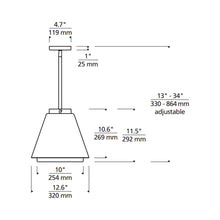 Load image into Gallery viewer, Bowman 12/18 Outdoor LED Pendant Light - line drawing.
