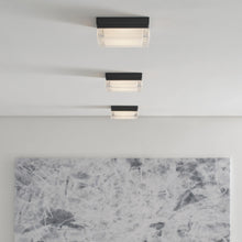 Load image into Gallery viewer, Boxie LED Flush Mount Ceiling Light in bathroom.
