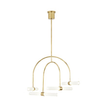 Load image into Gallery viewer, Calumn LED Chandelier in Natural Brass (4-Light).
