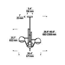 Load image into Gallery viewer, Crosby LED Chandelier - line drawing.
