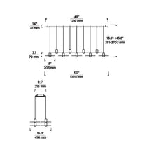 Load image into Gallery viewer, Eaves LED Chandelier - line drawing.
