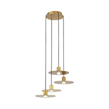 Load image into Gallery viewer, Eaves LED Multi Light Pendant Light in Natural Brass (4-Light).
