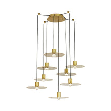 Load image into Gallery viewer, Eaves LED Multi Light Pendant Light in Natural Brass (8-Light).
