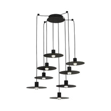 Load image into Gallery viewer, Eaves LED Multi Light Pendant Light in Nightshade Black (8-Light).
