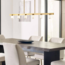 Load image into Gallery viewer, Esfera LED Linear Pendant Light in dining room.
