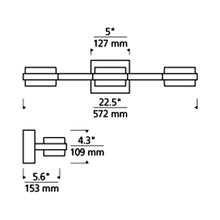 Load image into Gallery viewer, Kamden LED Bath Vanity Light - line drawing.
