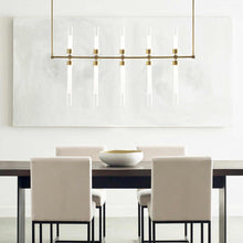 Load image into Gallery viewer, Linger LED Linear Suspension Light in dining room.
