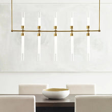 Load image into Gallery viewer, Linger LED Linear Suspension Light in dining room.
