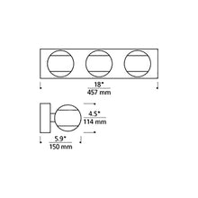 Load image into Gallery viewer, Oko LED Bath Vanity Light - line drawing.
