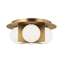 Load image into Gallery viewer, Orbel Flush Mount Ceiling Light in Aged Brass.
