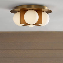 Load image into Gallery viewer, Orbel Flush Mount Ceiling Light in bathroom.
