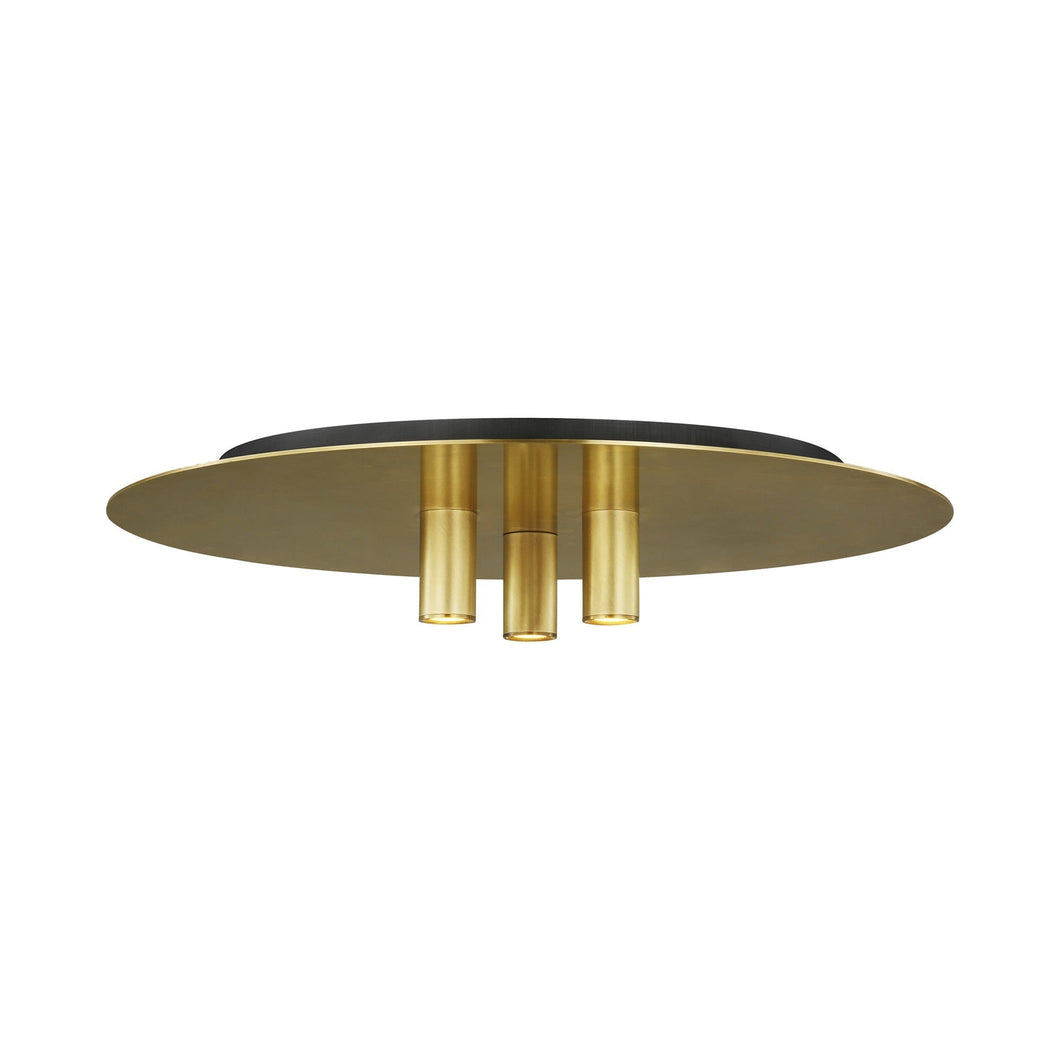 Ponte LED Flush Mount Ceiling Light in Natural Brass.