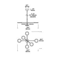 Load image into Gallery viewer, Spectica LED Chandelier - line drawing.
