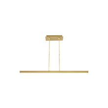 Load image into Gallery viewer, Stagger LED Linear Pendant Light in Natural Brass (48-Inch).
