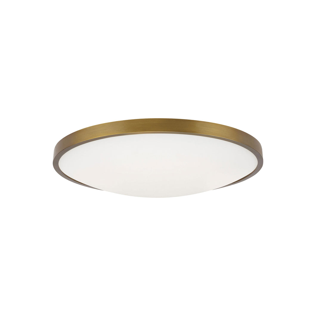 Vance LED Flush Mount Ceiling Light in Small/Aged Brass.