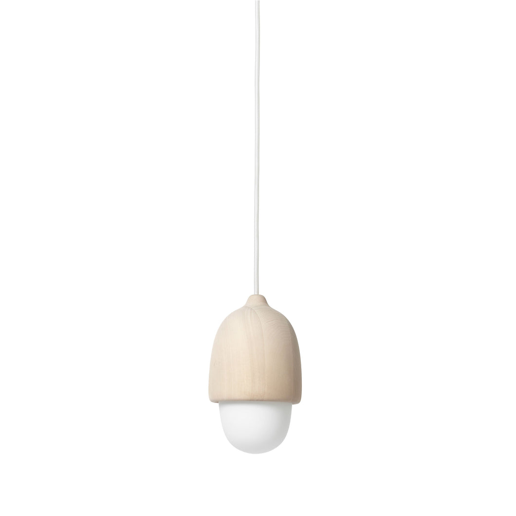 Terho Pendant Light in Natural Matt Lacquered / White Opal/Small.