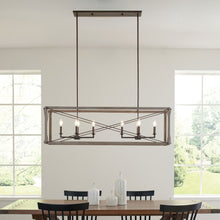 Load image into Gallery viewer, Thornwood Linear Pendant Light in dining room.
