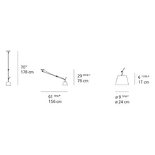 Load image into Gallery viewer, Tolomeo Off-Center Suspension Light - line drawing.
