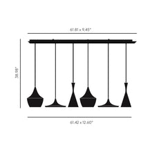 Load image into Gallery viewer, Beat Range LED Linear Pendant Light - line drawing.

