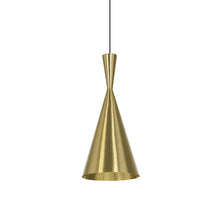 Load image into Gallery viewer, Beat Tall LED Pendant Light in Brass.
