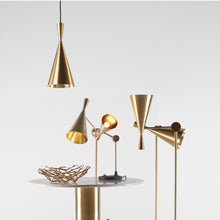Load image into Gallery viewer, Beat Tall LED Pendant Light in exhibition.
