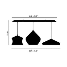 Load image into Gallery viewer, Beat Trio LED Linear Pendant Light - line drawing.
