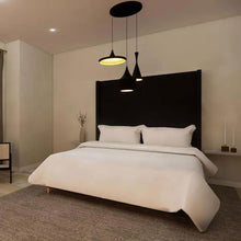 Load image into Gallery viewer, Beat Trio Round LED Multi Light Pendant Light in bedroom.
