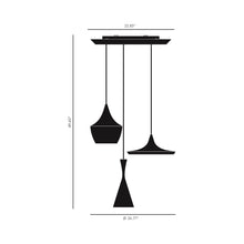 Load image into Gallery viewer, Beat Trio Round LED Multi Light Pendant Light - line drawing.
