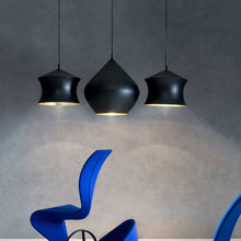 Load image into Gallery viewer, Beat Waist LED Pendant Light in exhibition.
