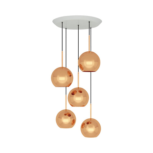 Copper Round LED Multi Light Pendant Light.