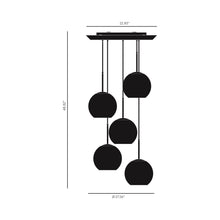 Load image into Gallery viewer, Copper Round LED Multi Light Pendant Light - line drawing.

