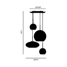 Load image into Gallery viewer, Copper Range LED Multi-Light Pendant Light - line drawing.
