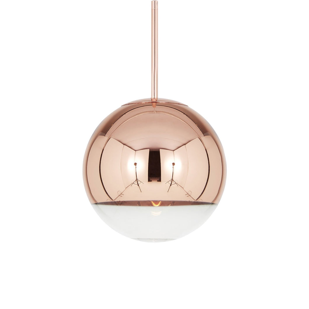 Copper Round LED Pendant Light in Black (Small).
