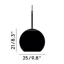 Load image into Gallery viewer, Copper Round LED Pendant Light - line drawing.

