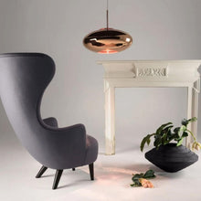 Load image into Gallery viewer, Copper Wide Pendant Light in exhibition.
