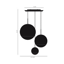 Load image into Gallery viewer, Mirror Ball Large LED Multi Light Pendant Light - line drawing.
