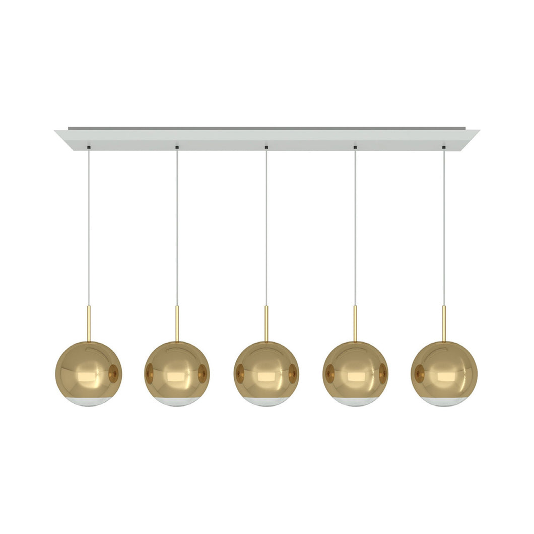 Mirror Ball LED Linear Pendant Light in Gold.