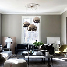 Load image into Gallery viewer, Mirror Ball Round LED Multi Light Pendant Light in living room.
