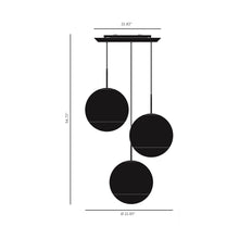 Load image into Gallery viewer, Mirror Ball Round LED Multi Light Pendant Light - line drawing.

