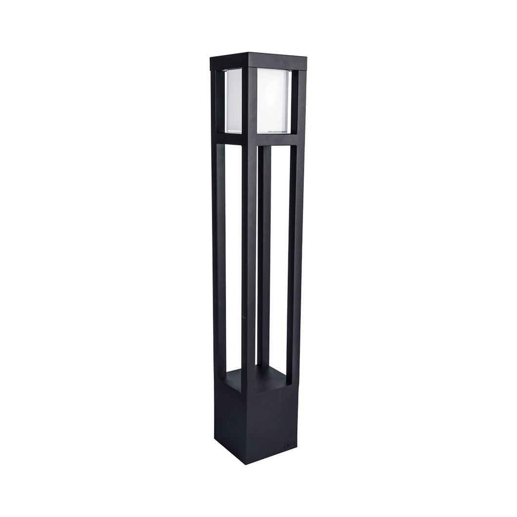 Tower LED Bollard in Black on Aluminum.