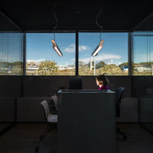 Load image into Gallery viewer, Troag Linear Suspension Light in office.

