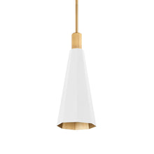 Load image into Gallery viewer, Huntley Pendant Light in Patina Brass/Soft White (Small).
