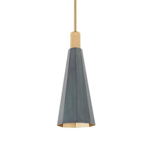 Load image into Gallery viewer, Huntley Pendant Light in Patina Brass/Verde (Small).
