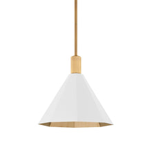 Load image into Gallery viewer, Huntley Pendant Light in Patina Brass/Soft White (Medium).
