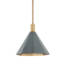 Load image into Gallery viewer, Huntley Pendant Light in Patina Brass/Verde (Medium).
