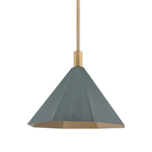 Load image into Gallery viewer, Huntley Pendant Light in Patina Brass/Verde (Large).

