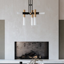 Load image into Gallery viewer, Koa Chandelier in living room.
